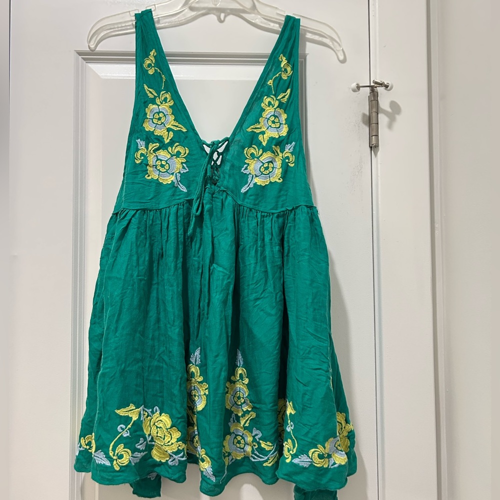 FP boho tank embroidered flowers size XS